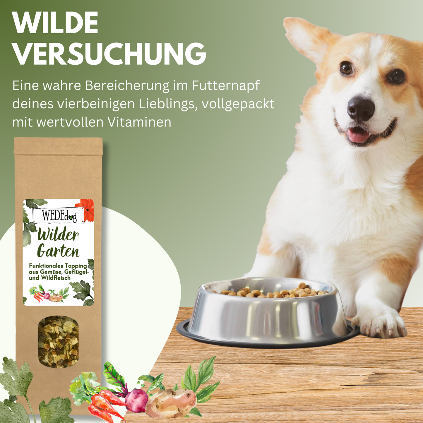 Hundefutter Topping I WEDEdog Topping "Wilder Garten" I Topping Hundefutter in Premium-Qualität I 150g