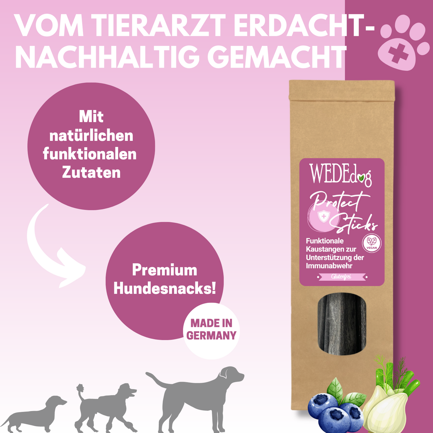 WEDEdog PROTECT STICKS Kausticks 7 Stück I Immunsystem Hund I Verdauung Hund