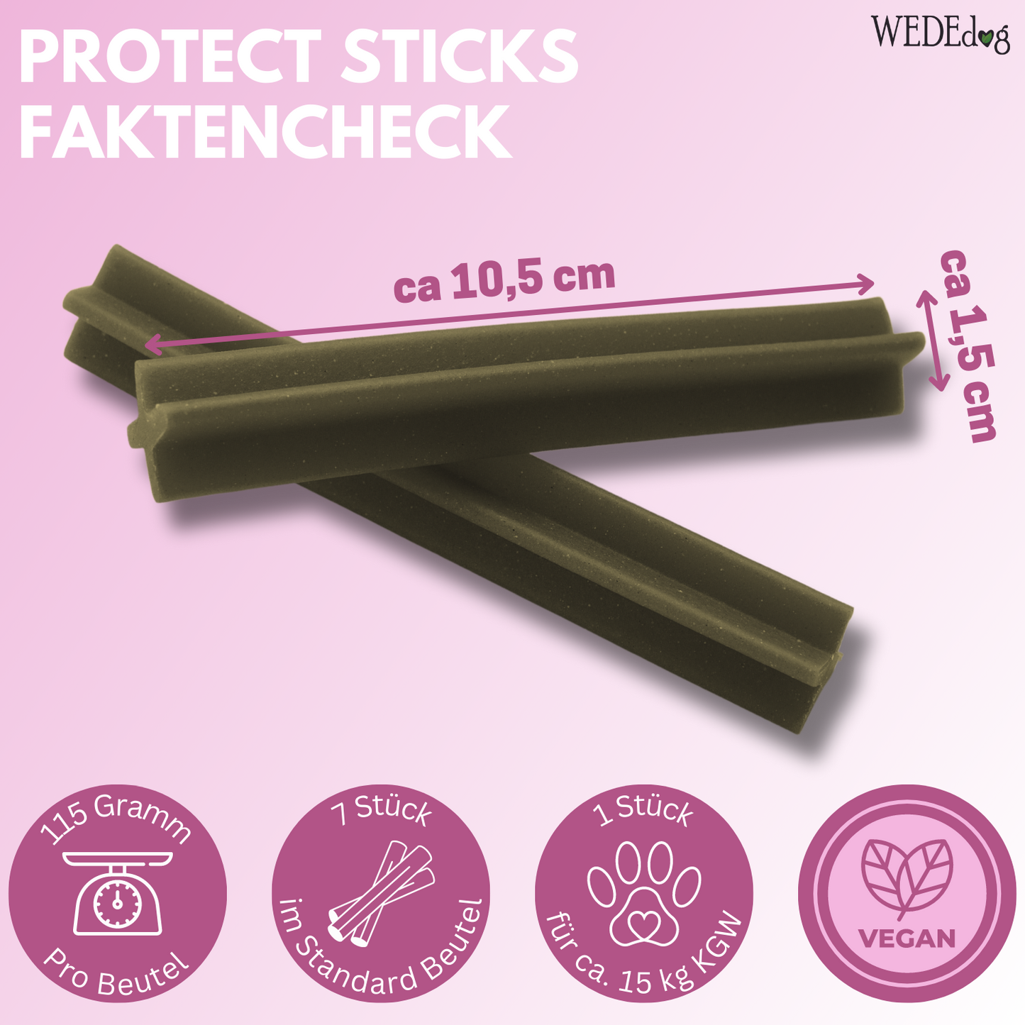 WEDEdog PROTECT STICKS Kausticks 7 Stück I Immunsystem Hund I Verdauung Hund