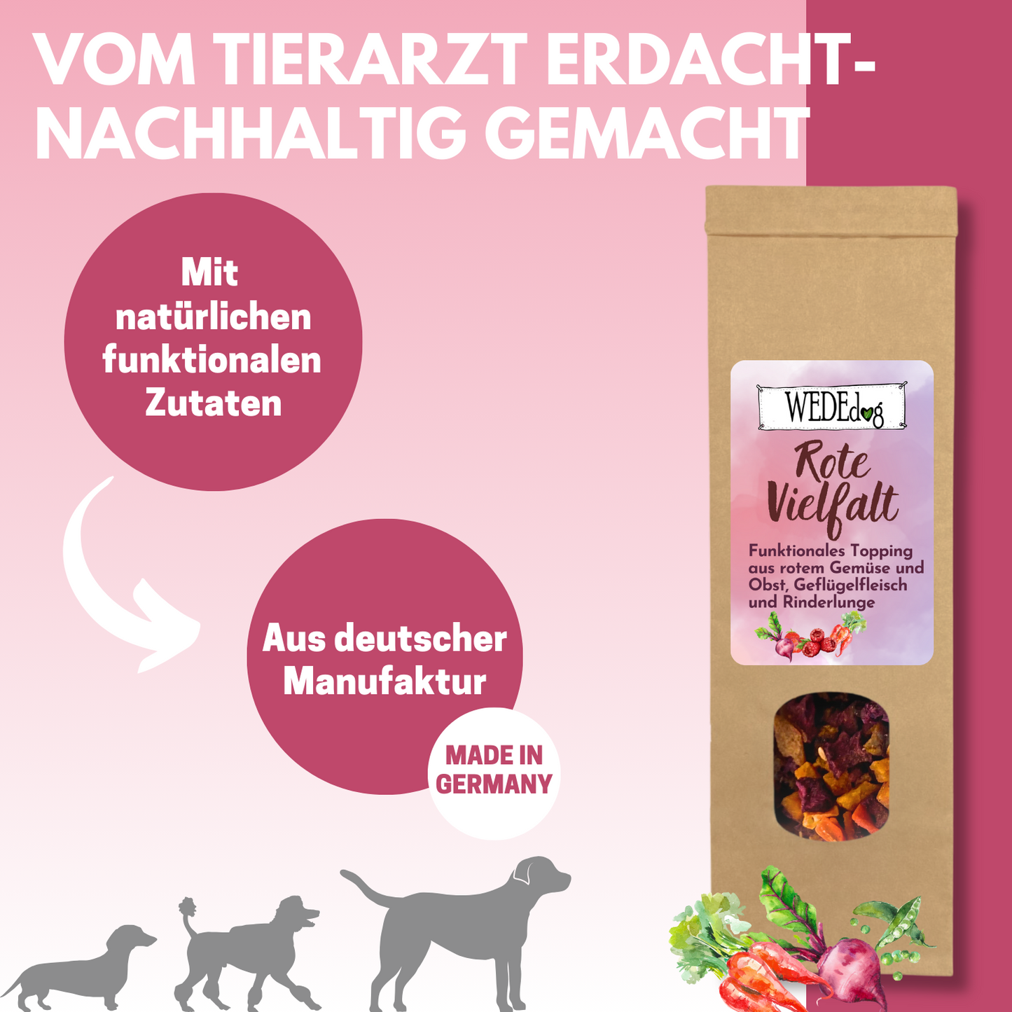 WEDEdog Hundefutter Topping Rote Vielfalt 150g I Topping Hundefutter