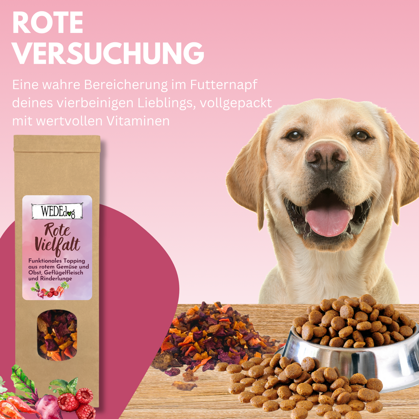 WEDEdog Hundefutter Topping Rote Vielfalt 150g I Topping Hundefutter