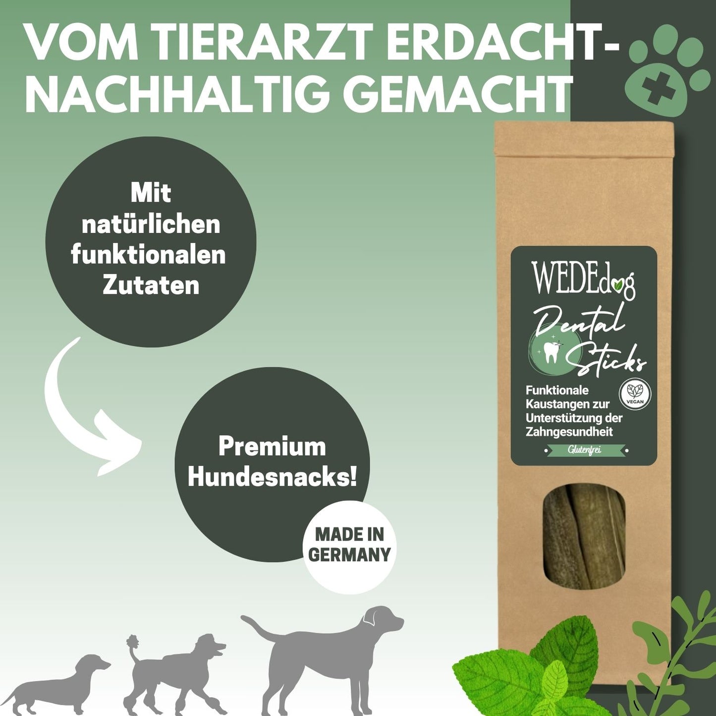WEDEdog DENTAL STICKS Kausticks 115g I Zahnstein Hund I Kausticks Hund vegan