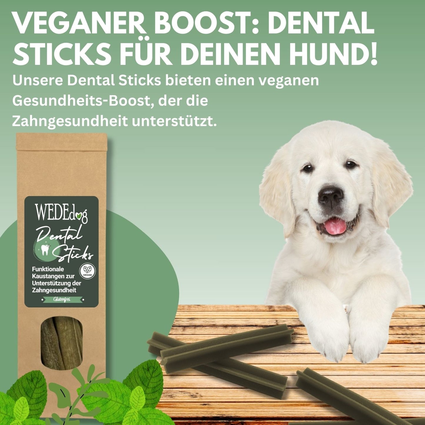 WEDEdog DENTAL STICKS Kausticks 115g I Zahnstein Hund I Kausticks Hund vegan