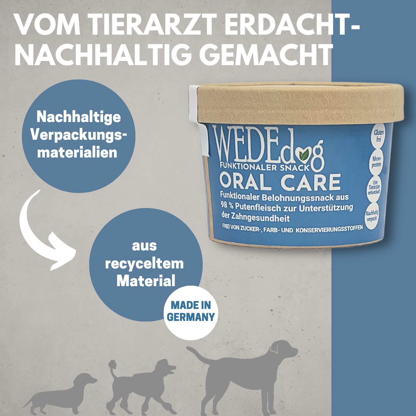 Hundekausnack I Zahnpflege für Hunde I WEDEdog ORAL CARE I Zahngesundheit Hund I Zahnhygiene Hund I 80g