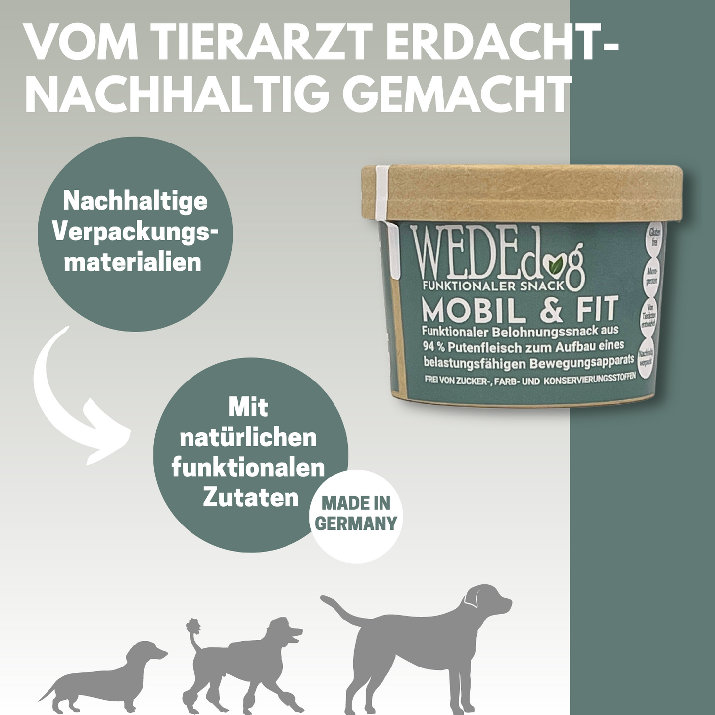 Hundekausnack I Muskelaufbau Hund I WEDEdog MOBIL & FIT I Hund Muskelaufbau Ernährung I Hund Muskelaufbau I 80g