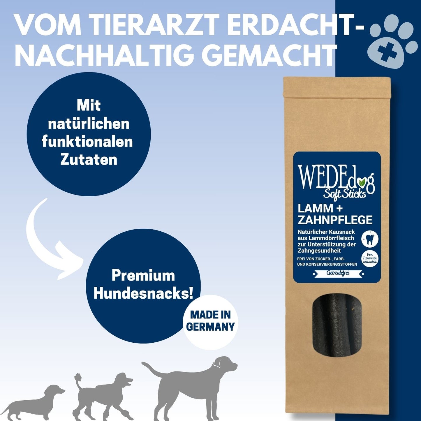 WEDEdog SOFT Sticks Lamm Zahnpflege Kausticks I Zahnstein Hund I Zahnreinigung Hund