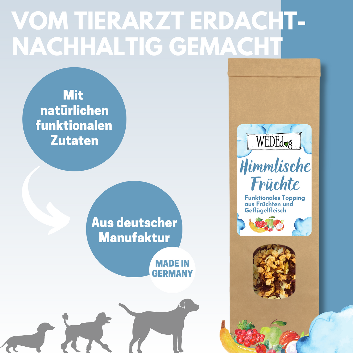 Hundefutter Topping I WEDEdog Topping "Himmlische Früchte" I Topping Hundefutter in Premium-Qualität I 150g