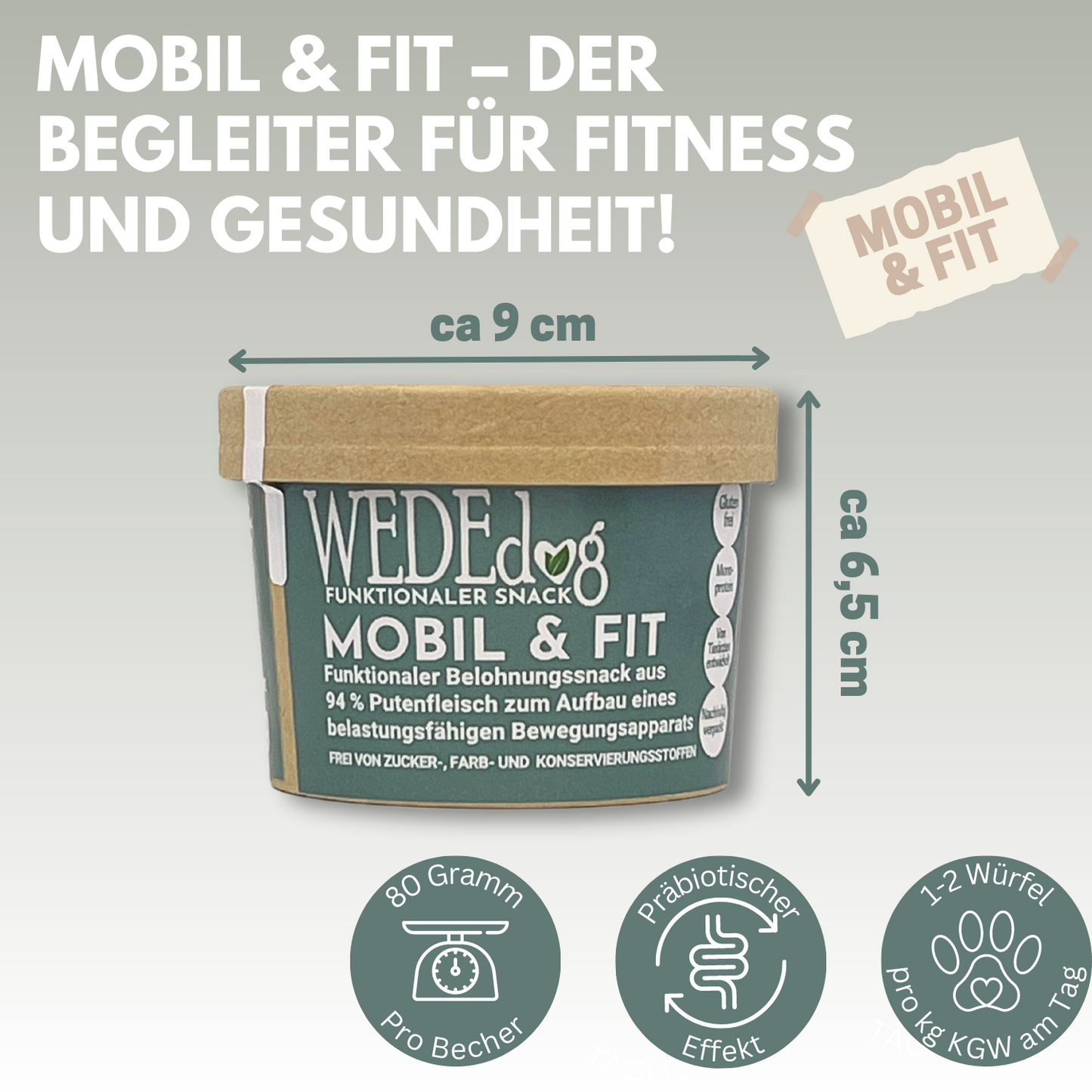 Hundekausnack I Muskelaufbau Hund I WEDEdog MOBIL & FIT I Hund Muskelaufbau Ernährung I Hund Muskelaufbau I 80g