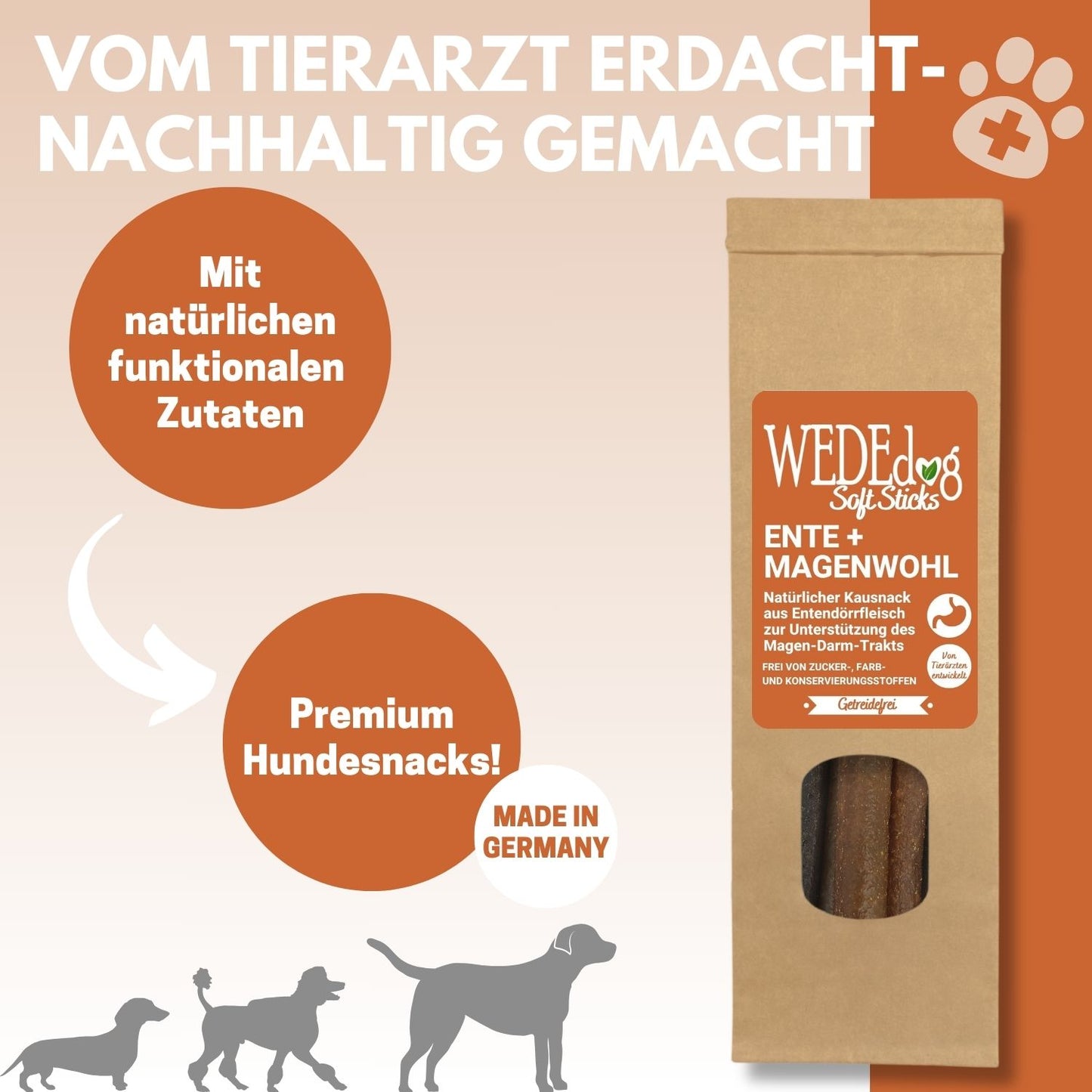 WEDEdog SOFT Sticks Ente Magenwohl Kausticks I Verdauung Hund I Magen Hund