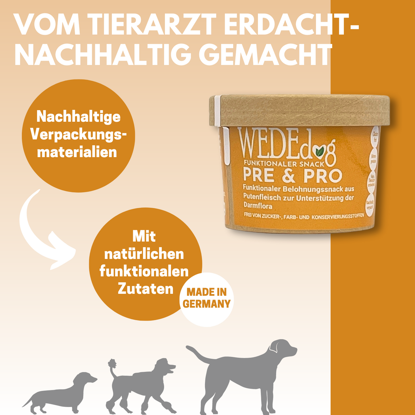 Hundekausnack WEDEdog PRE & PRO 80g I Darmprobleme Hund I Darmflora Hund aufbauen I Verdauung Hund