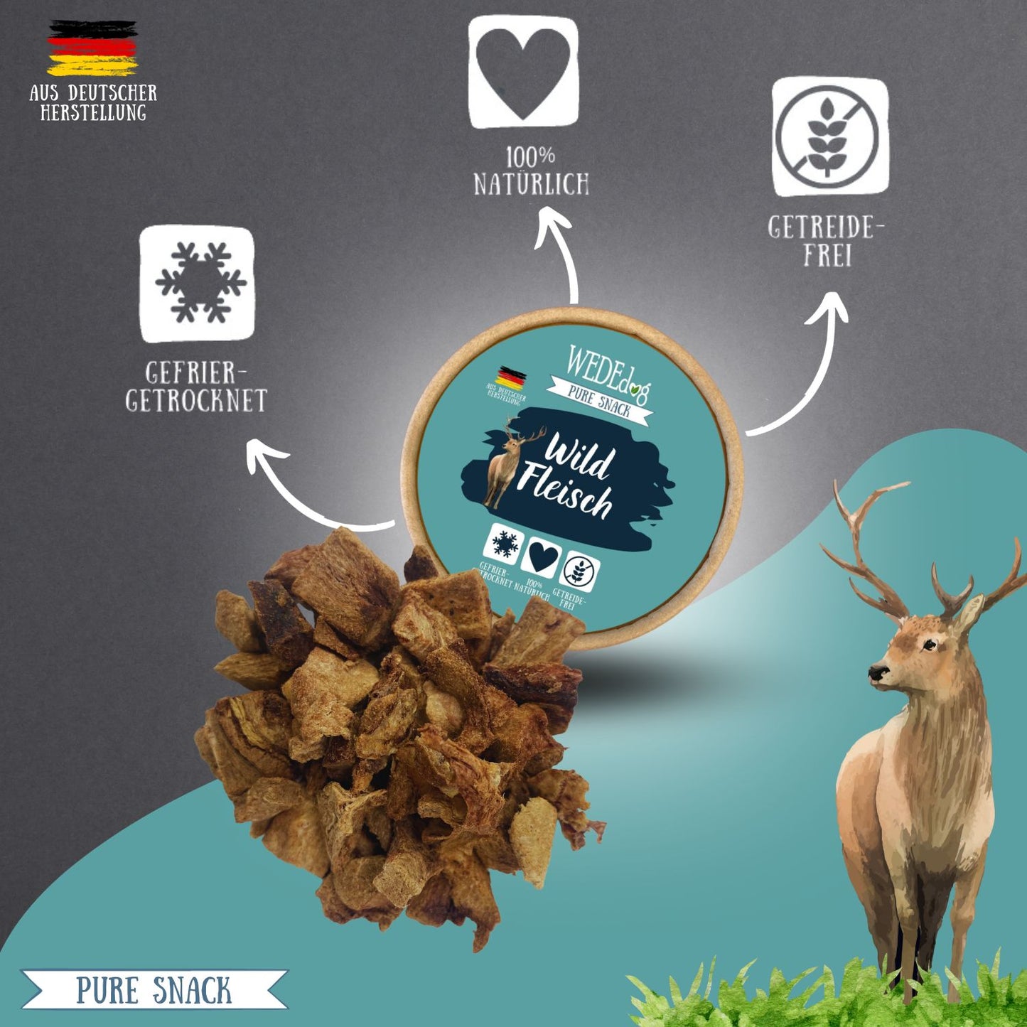 WEDEdog Pure Gefriergetrocknetes Wildfleisch 30g