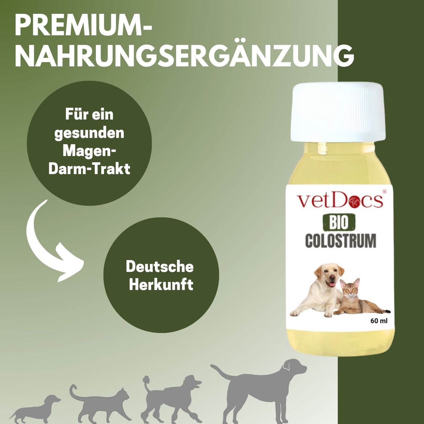 vetDocs Colostrum I Colostrum flüssig I Bio colostrum I Das Premium-Nahrungsergänzungsmittel für Hunde und Katzen