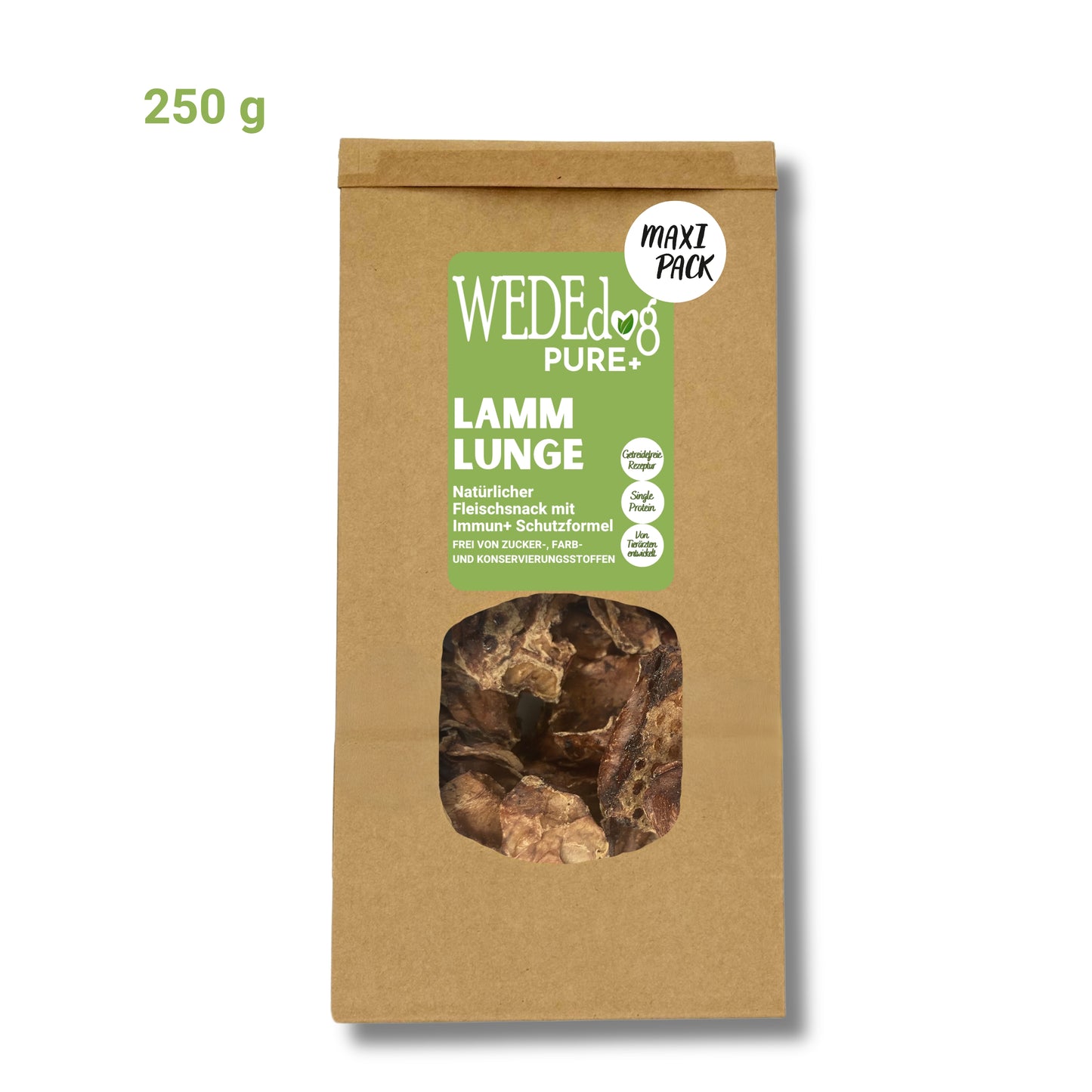 WEDEdog PURE+ Lammlunge getrocknet I Lammlunge getrocknet für Hunde mit Immun+ Schutzformel I Lammlunge Hund in Premium-Qualität