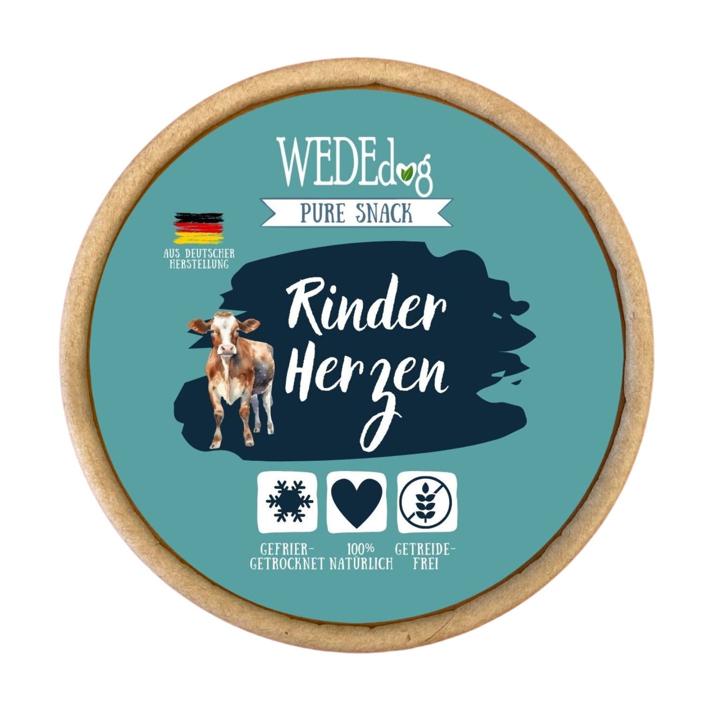 WEDEdog Pure Gefriergetrocknete Rinderherzen 30g I Hundesnacks natur I Rinderherz