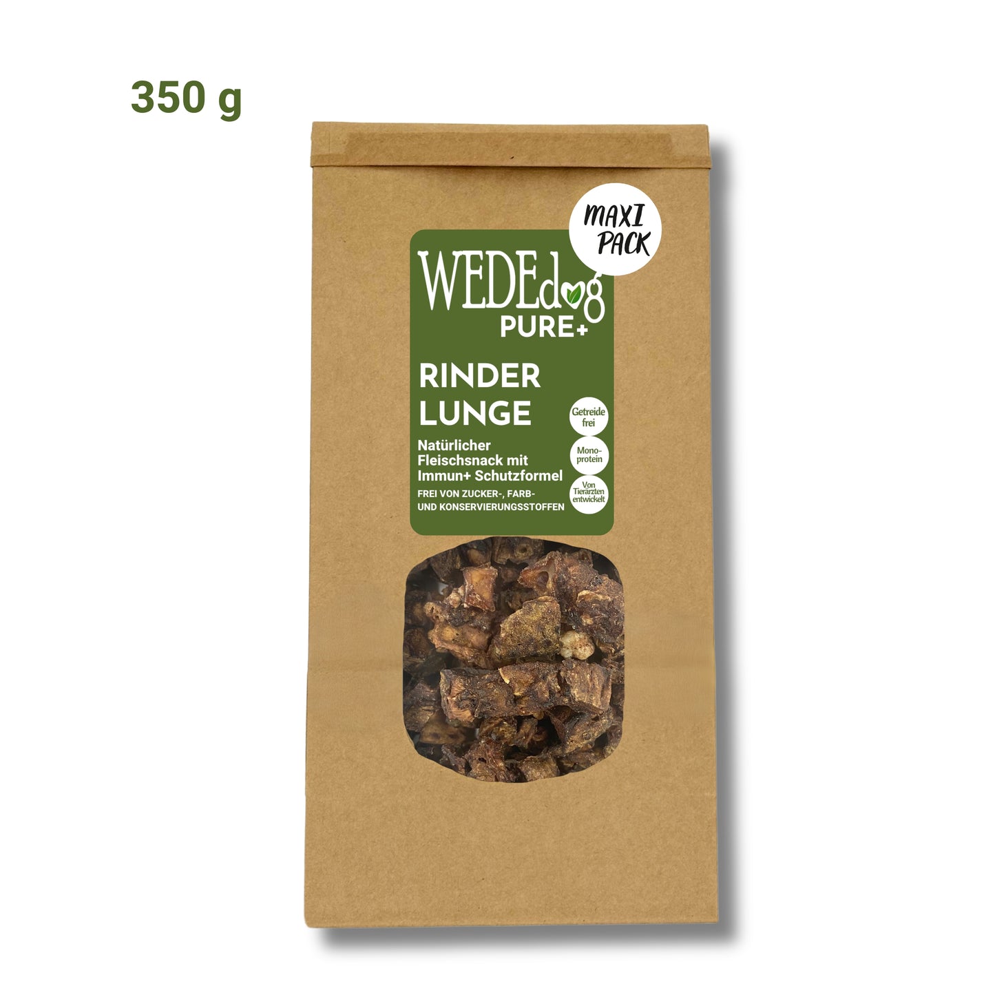 WEDEdog PURE+ Rinderlunge getrocknet I Getrocknete Rinderlunge für Hunde mit Immun+ Schutzformel I Rinderlunge Hund in Premium-Qualität