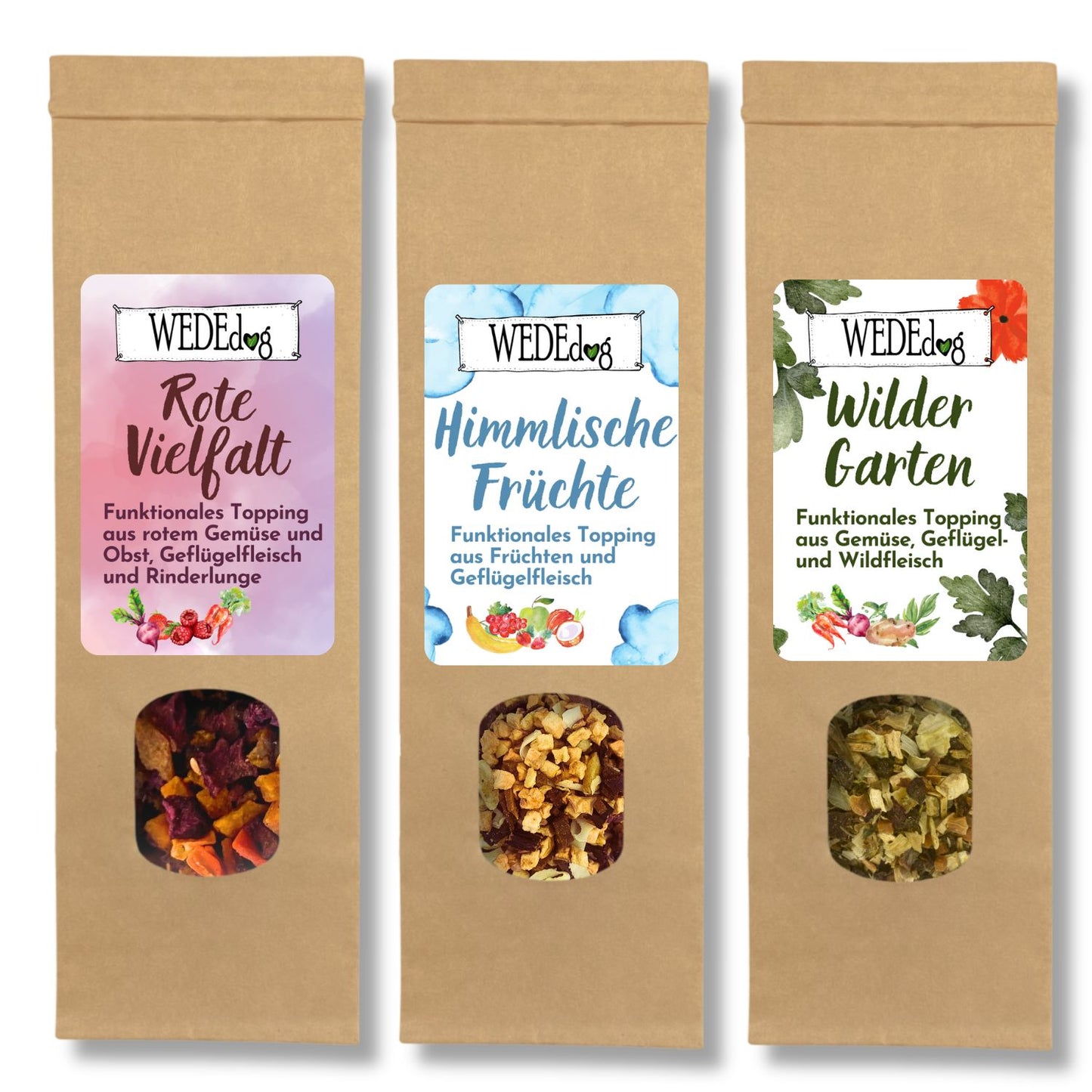 Toppings Sparset WEDEdog I Hundefutter Topping I Topping Hundefutter I 3x150g