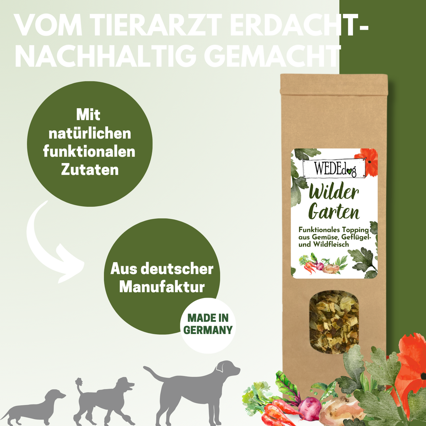 Hundefutter Topping I WEDEdog Topping "Wilder Garten" I Topping Hundefutter in Premium-Qualität I 150g