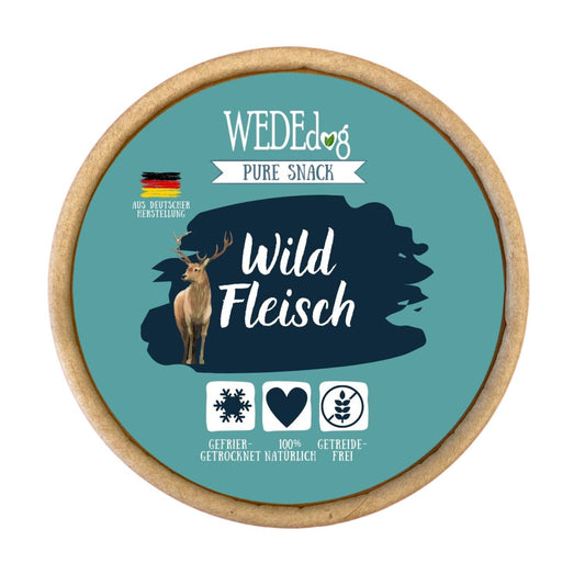 WEDEdog Pure Snack: Gefriergetrocknetes Wild Fleisch - Delikatesse für Feinschmecker & Naturliebhaber